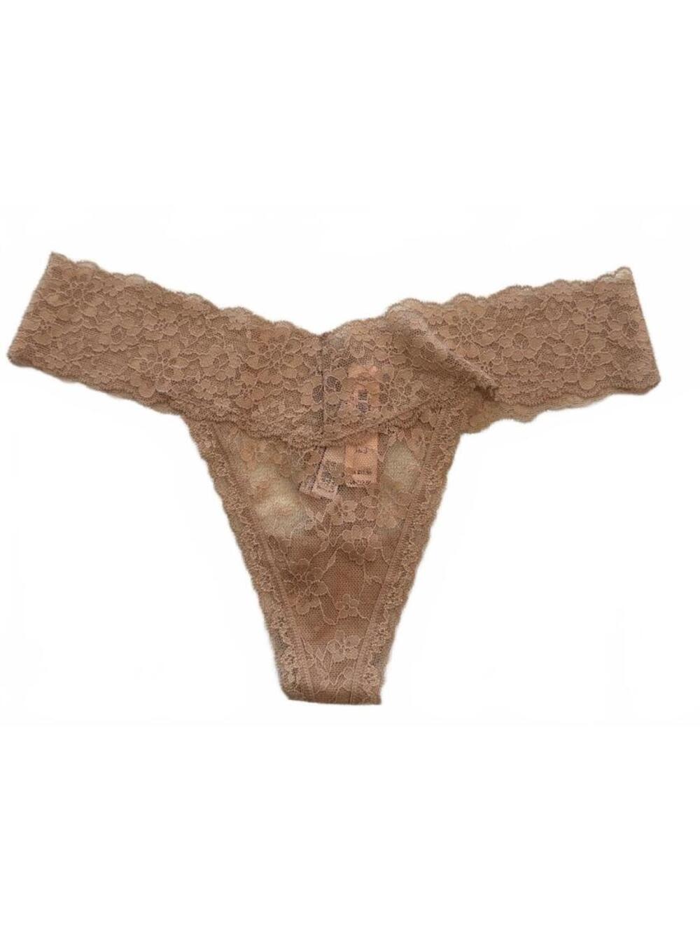 Victoria's Secret Nude Floral Lace Thong Panty M NWT